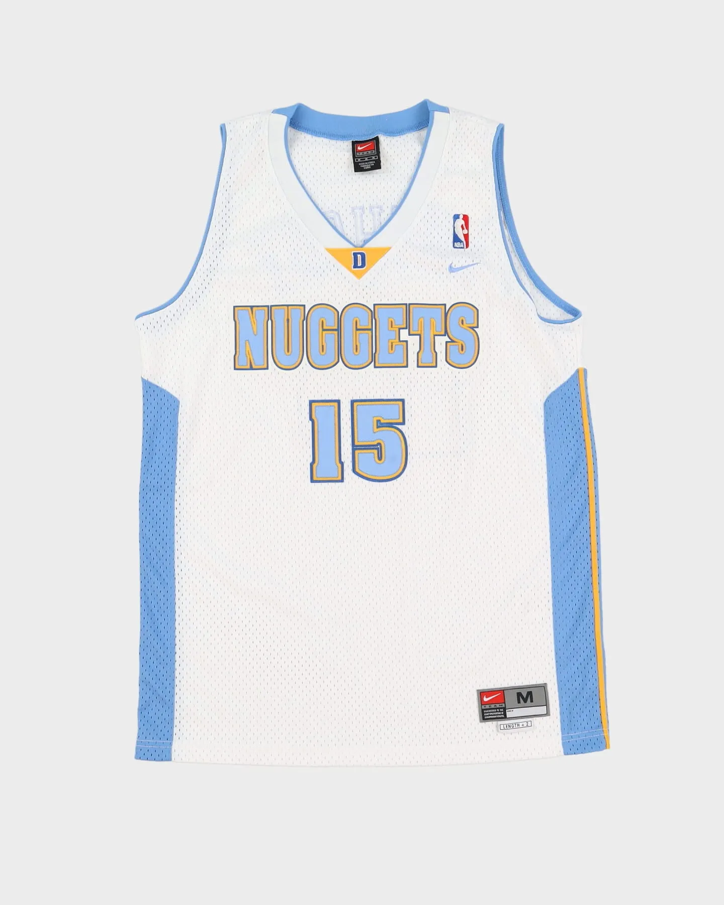 00s Carmelo Anthony #15 Denver Nuggets NBA Stitched White Basketball Jersey - M