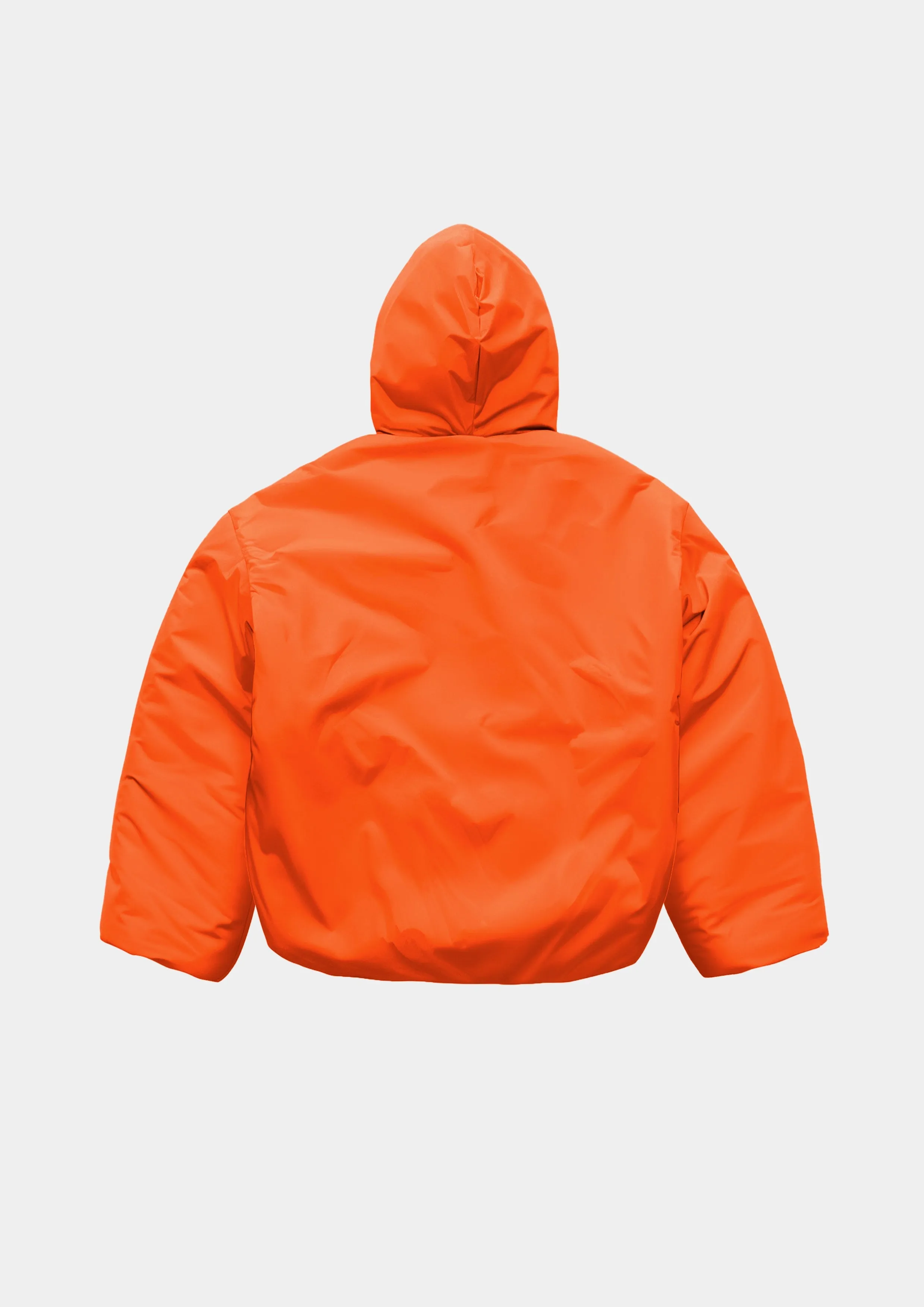 Premium Neon Orange Puffer Hoodie with Airdrop Feature