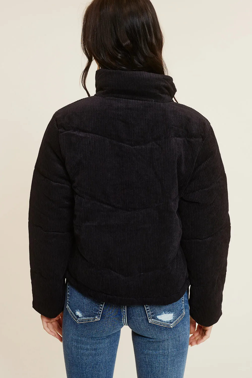 Black Corduroy Puffer Jacket