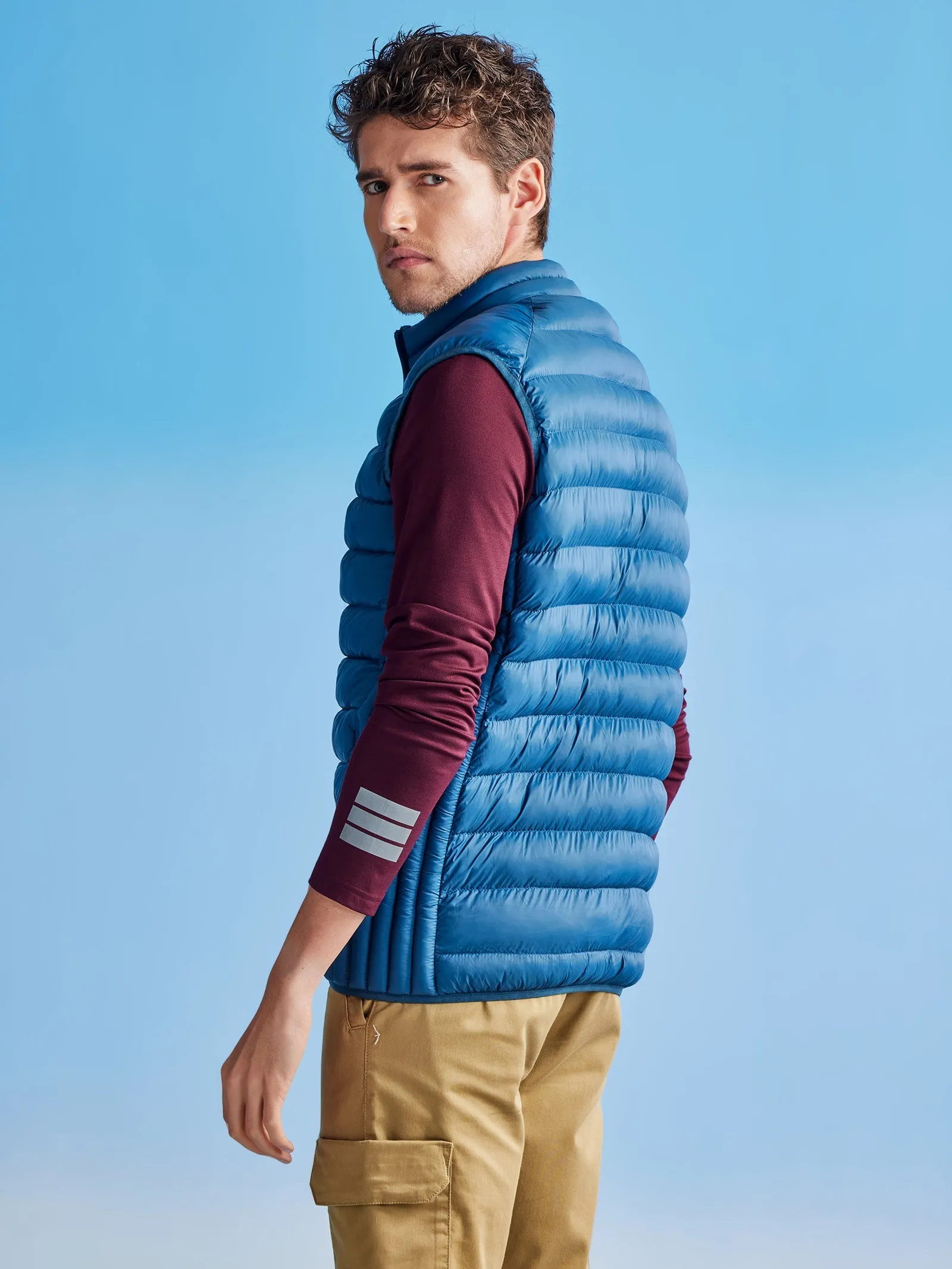 Blue Sleeve Less Puffer Jacket