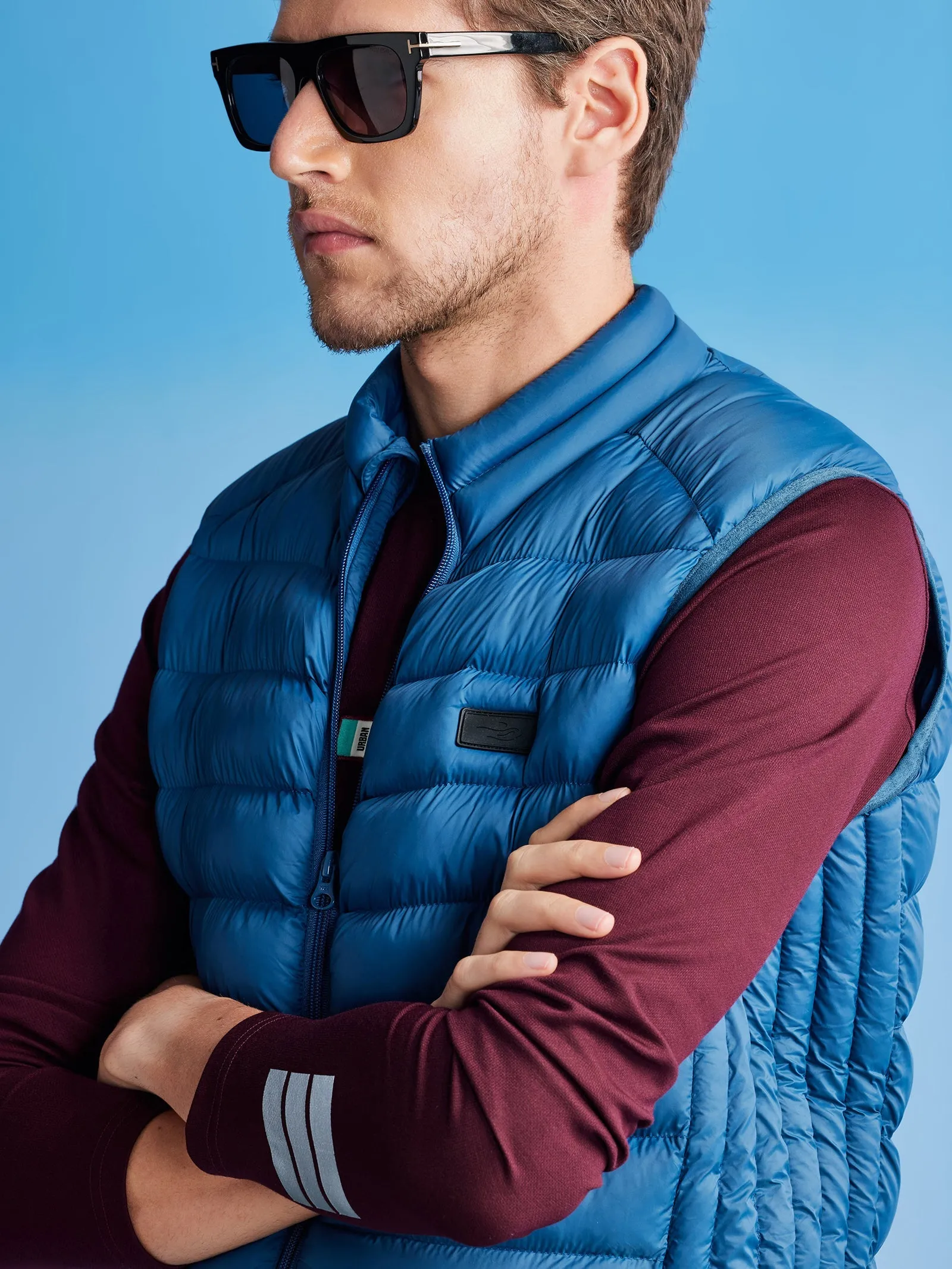 Blue Sleeve Less Puffer Jacket