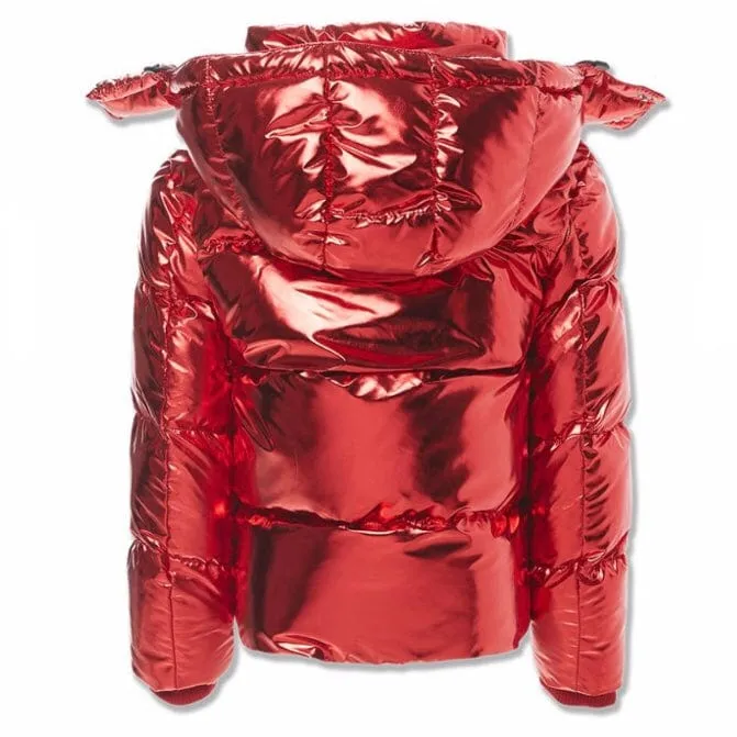 Boys Jordan Craig Metallic Hooded Bubble Jacket (Metallic Red) 91542MB