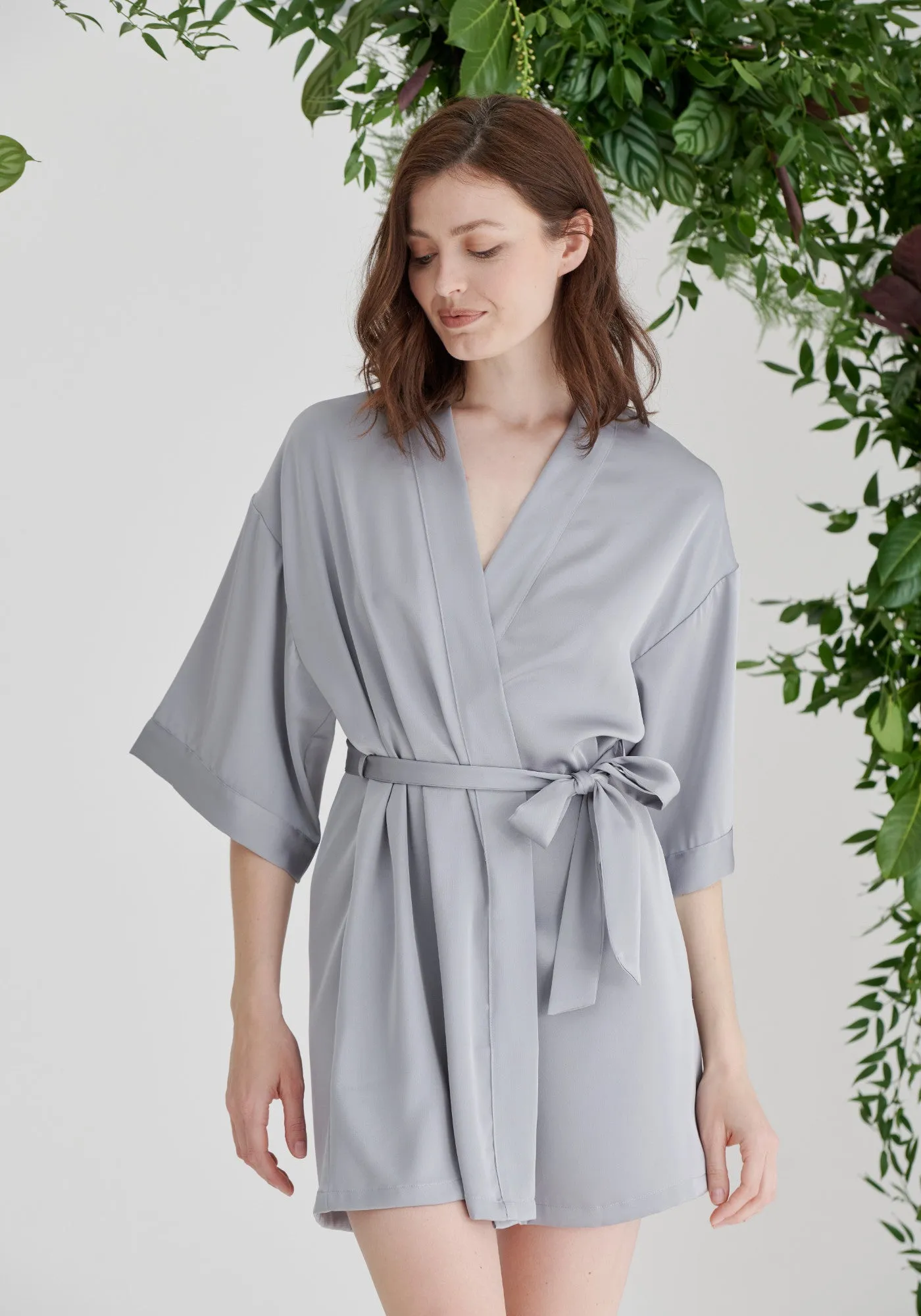 Bridesmaid Satin Robe - Silver