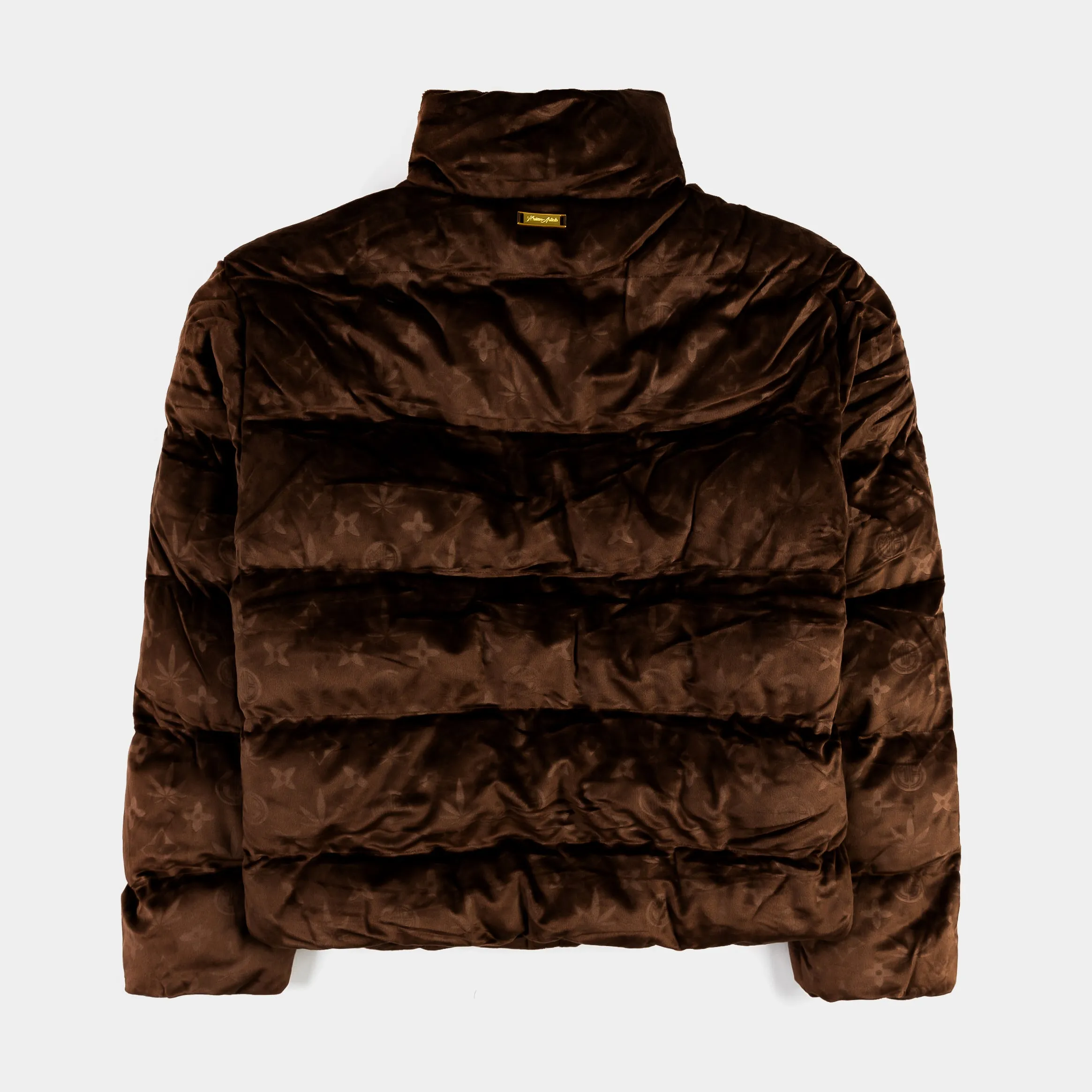 Brown Velour Puffer Mens Jacket (Brown)