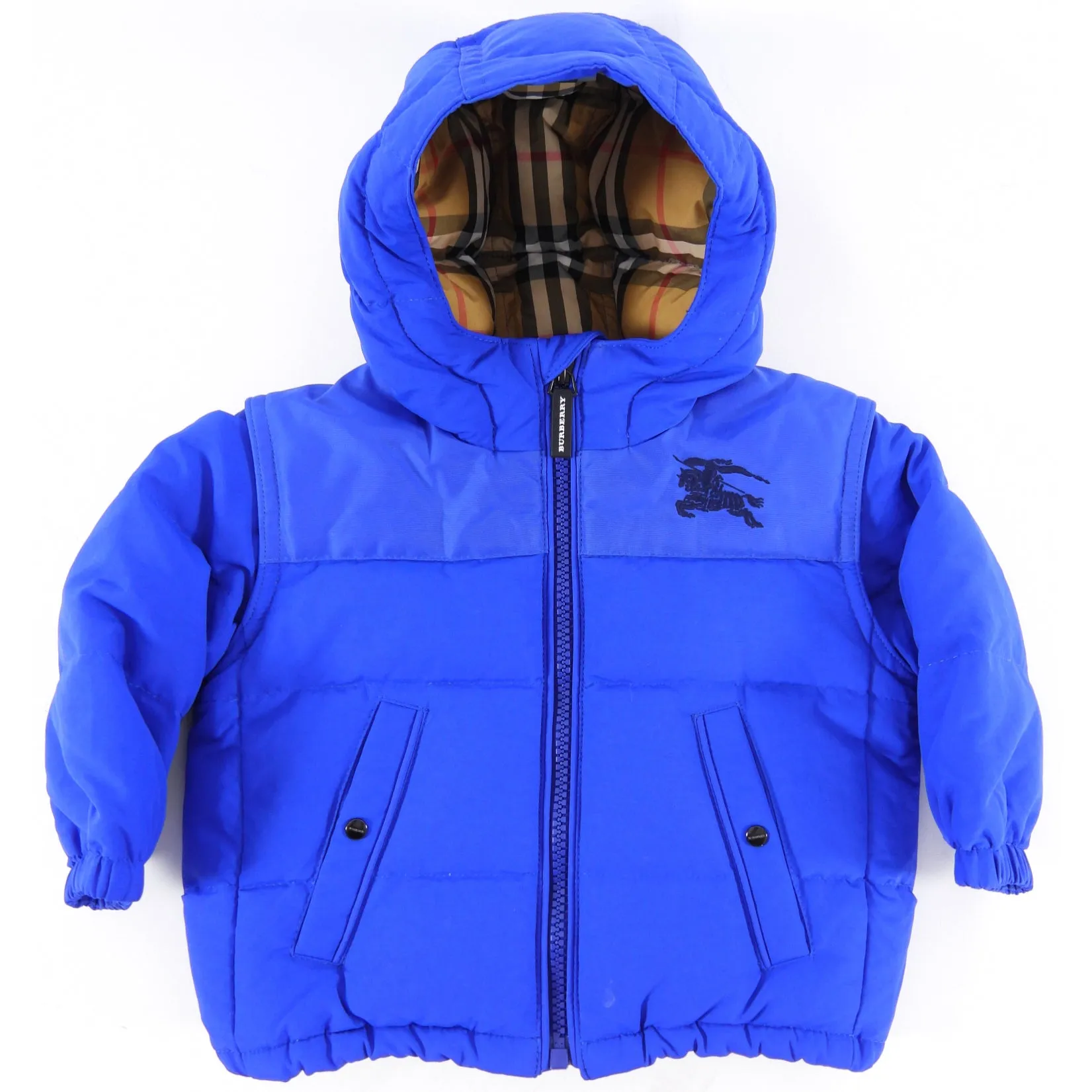 Burberry Children Blue Down Puffer Jacket - 6M