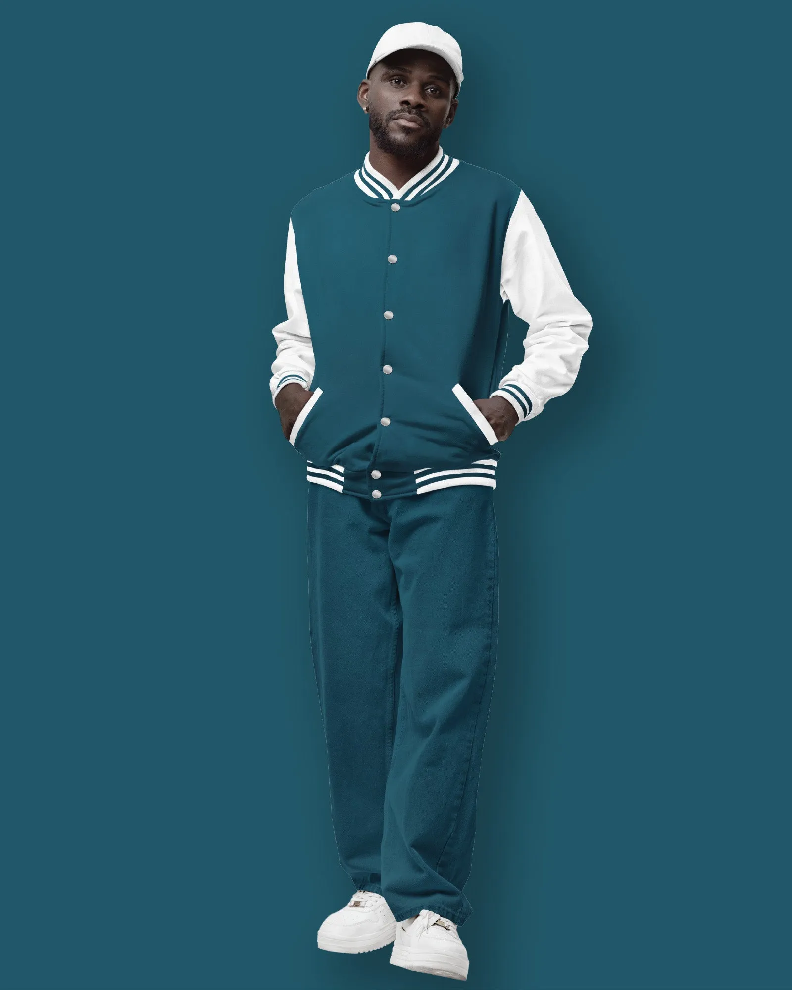 Champion Varsity Jacket: Teal Breeze