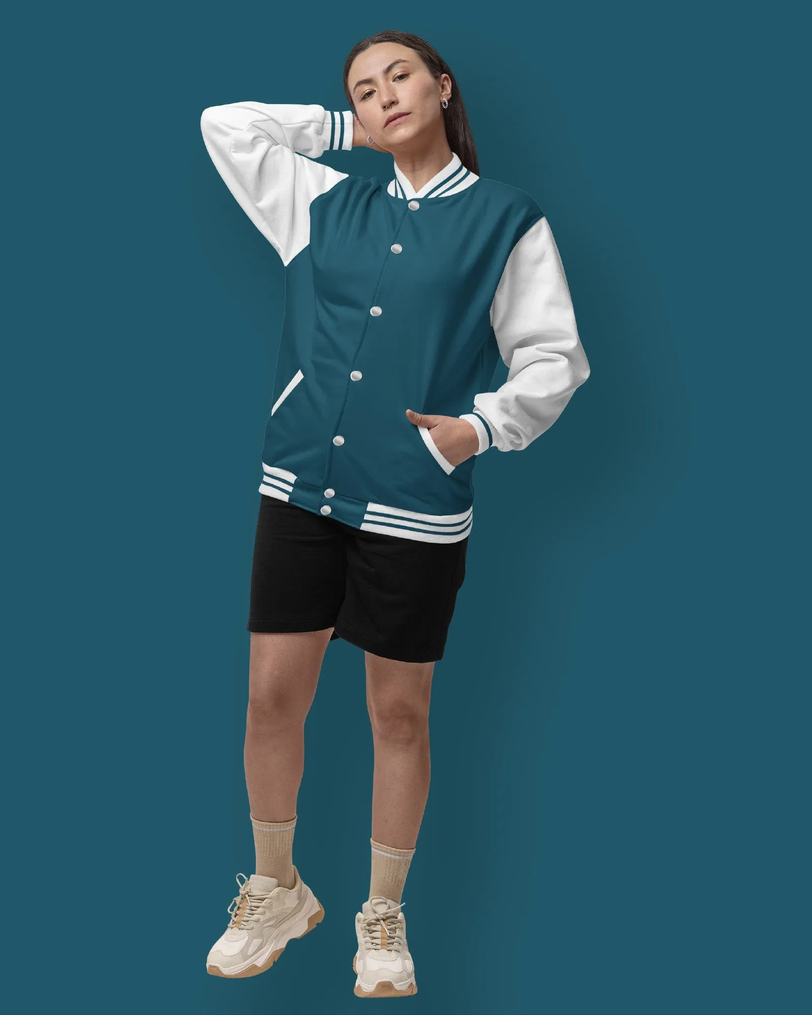 Champion Varsity Jacket: Teal Breeze