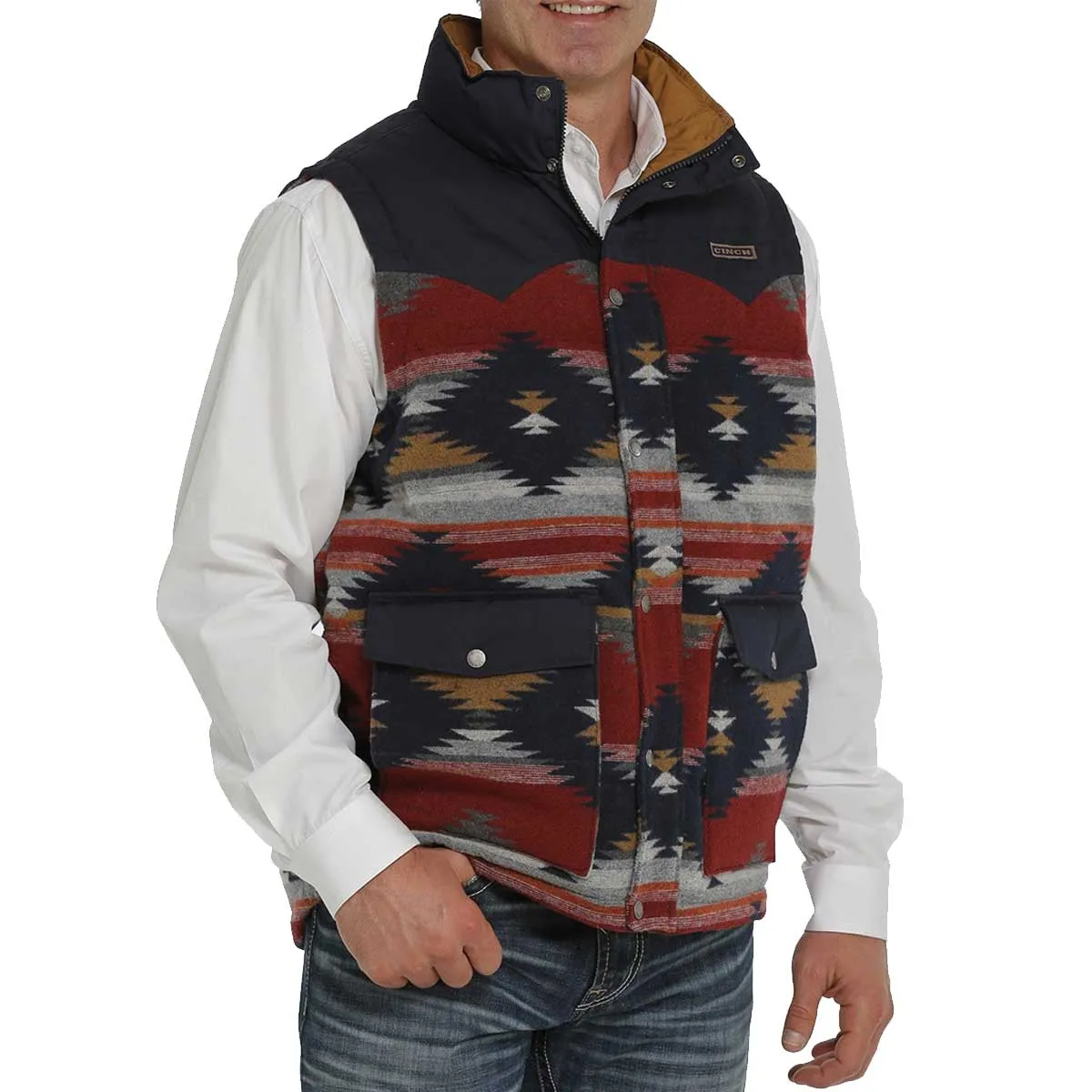 Cinch Men's Aztec Puffer Vest - Blue