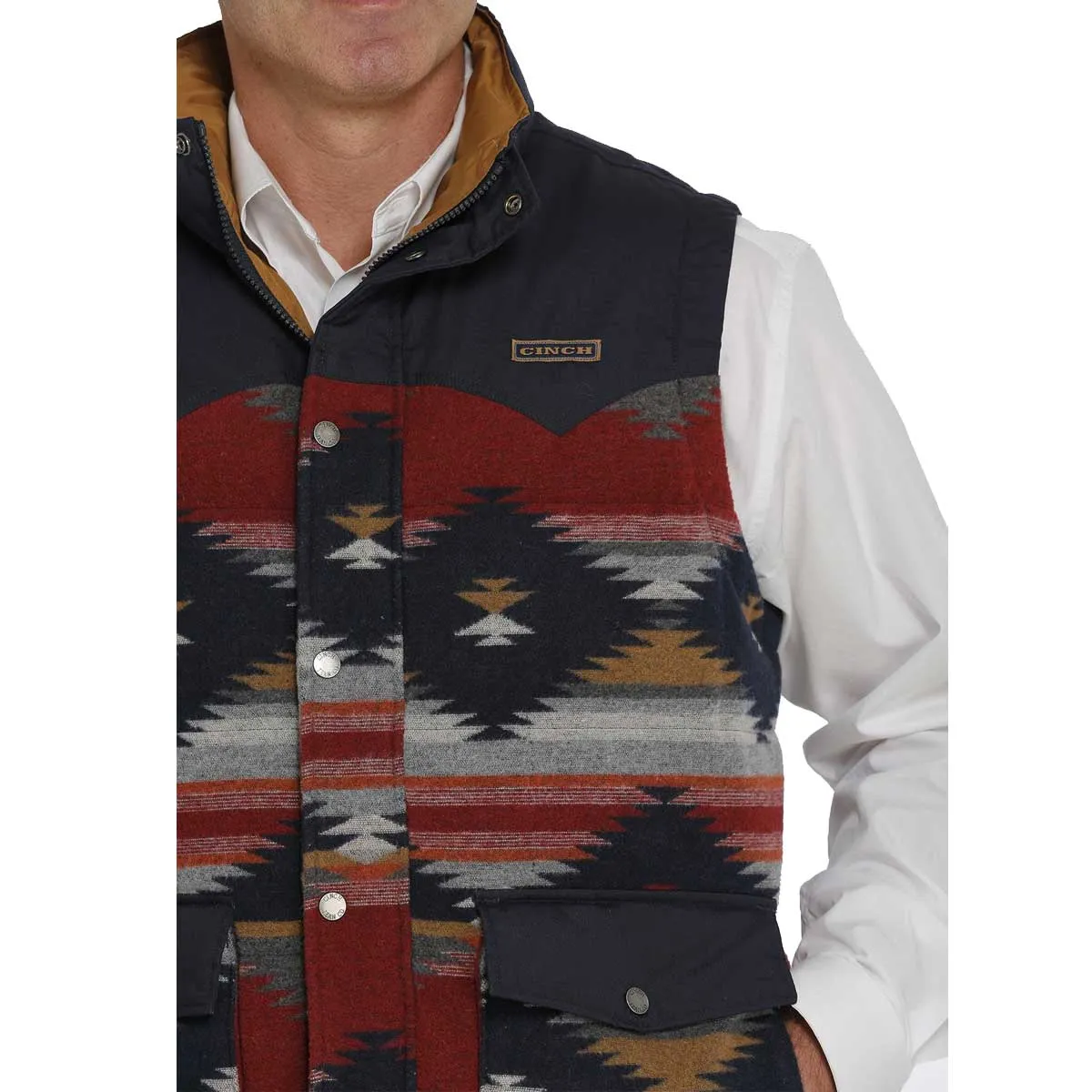 Cinch Men's Aztec Puffer Vest - Blue