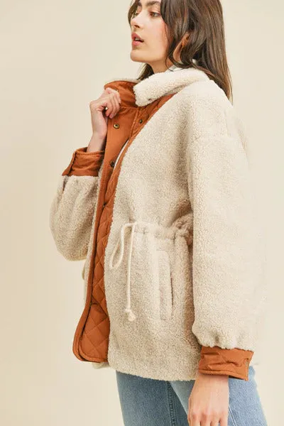 Contrast Sherpa Buttoned Jacket