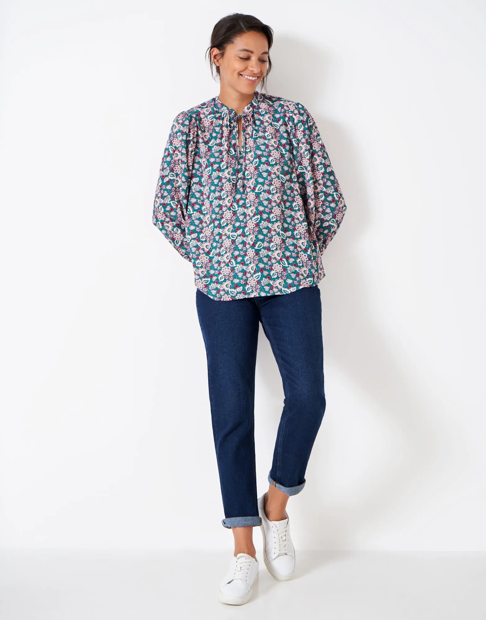 Crew Clothing - Orla Blouse - Teal Print