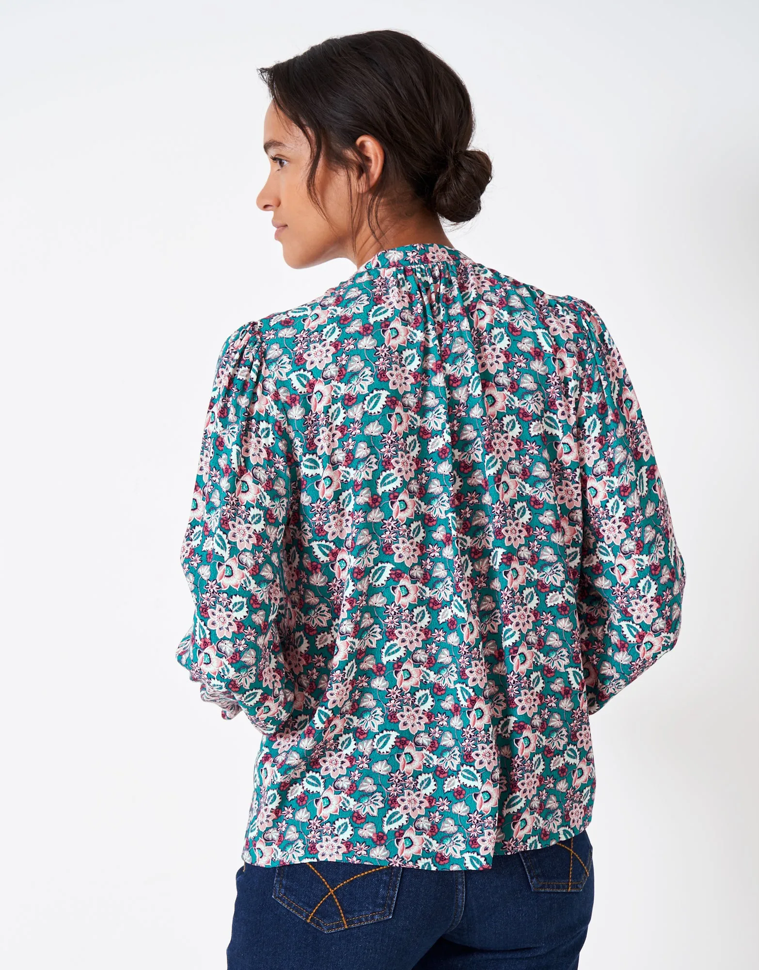 Crew Clothing - Orla Blouse - Teal Print