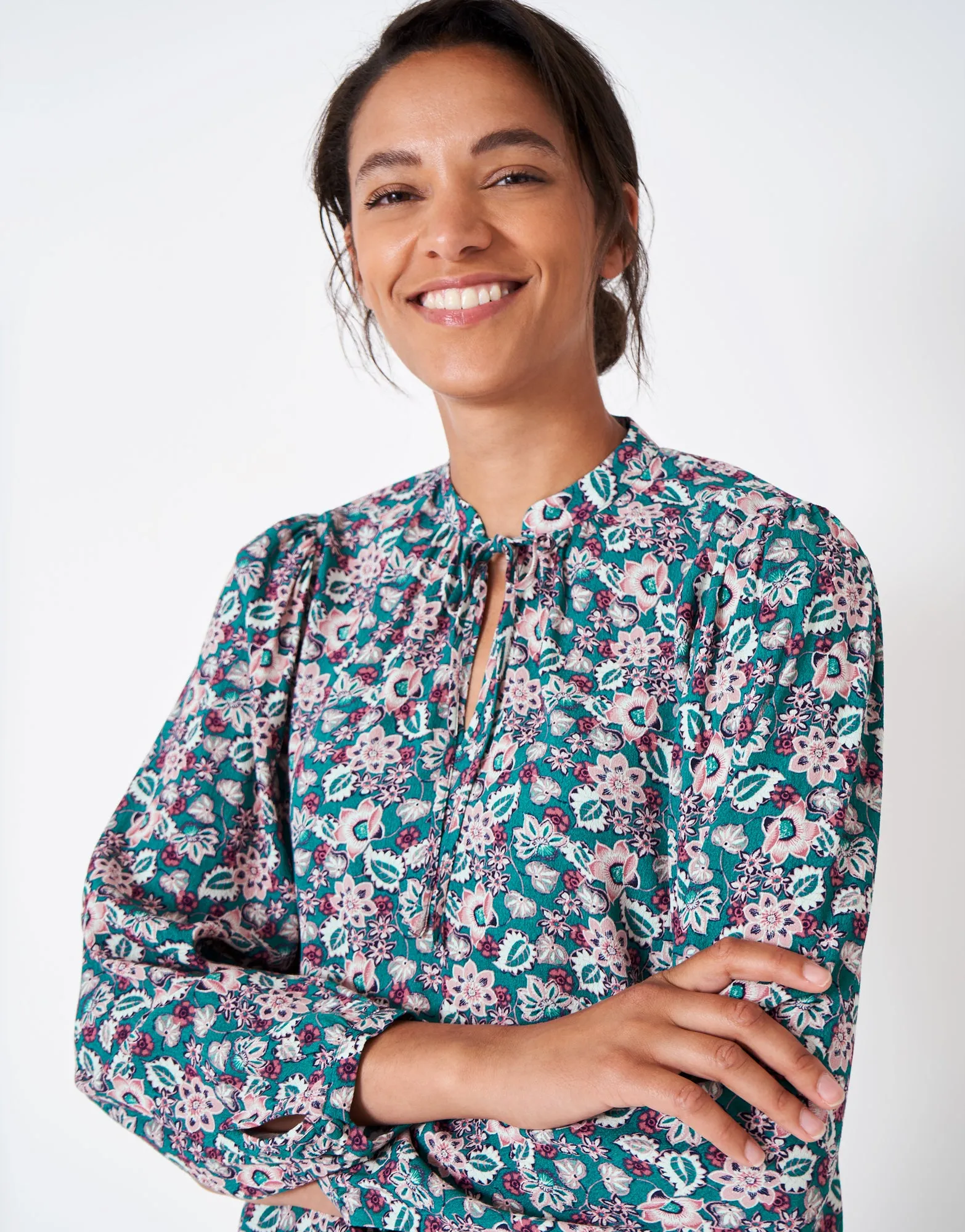 Crew Clothing - Orla Blouse - Teal Print