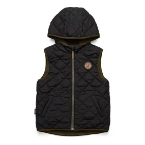 Crywolf Reversible Yeti Hooded Vest - Black/Khaki