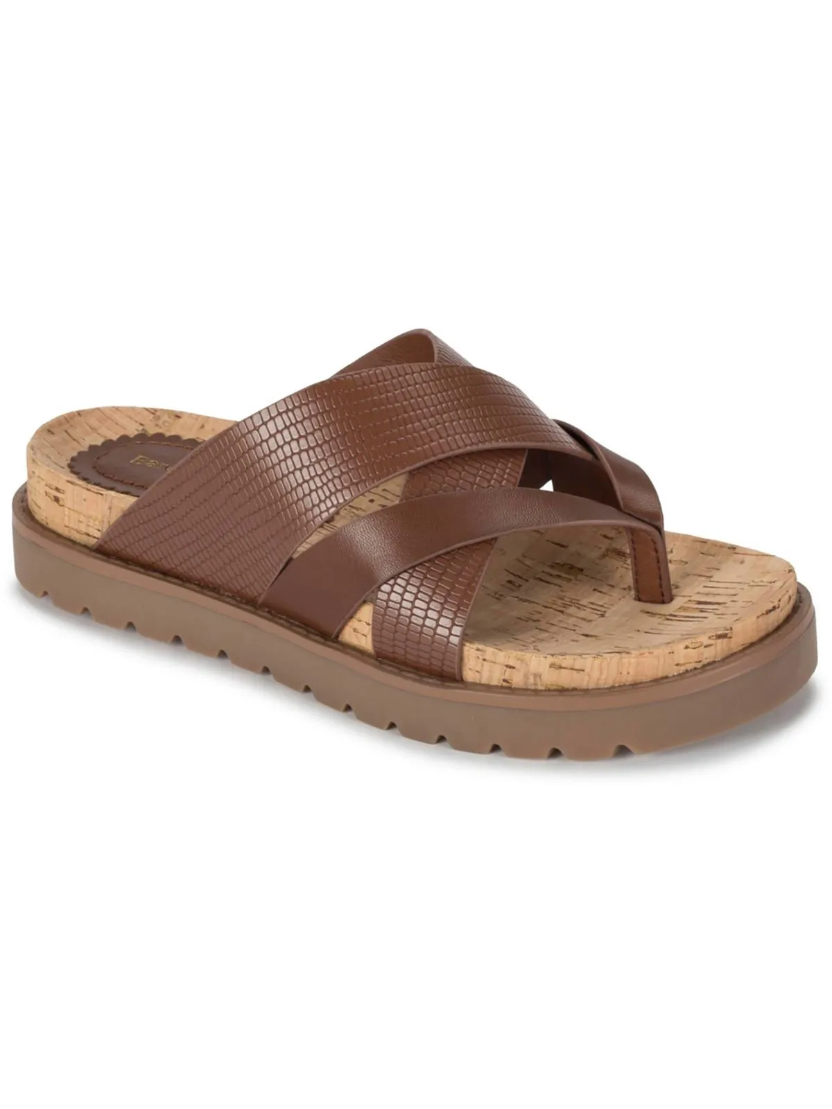 Deirdra Womens Faux Leather Slide Sandals