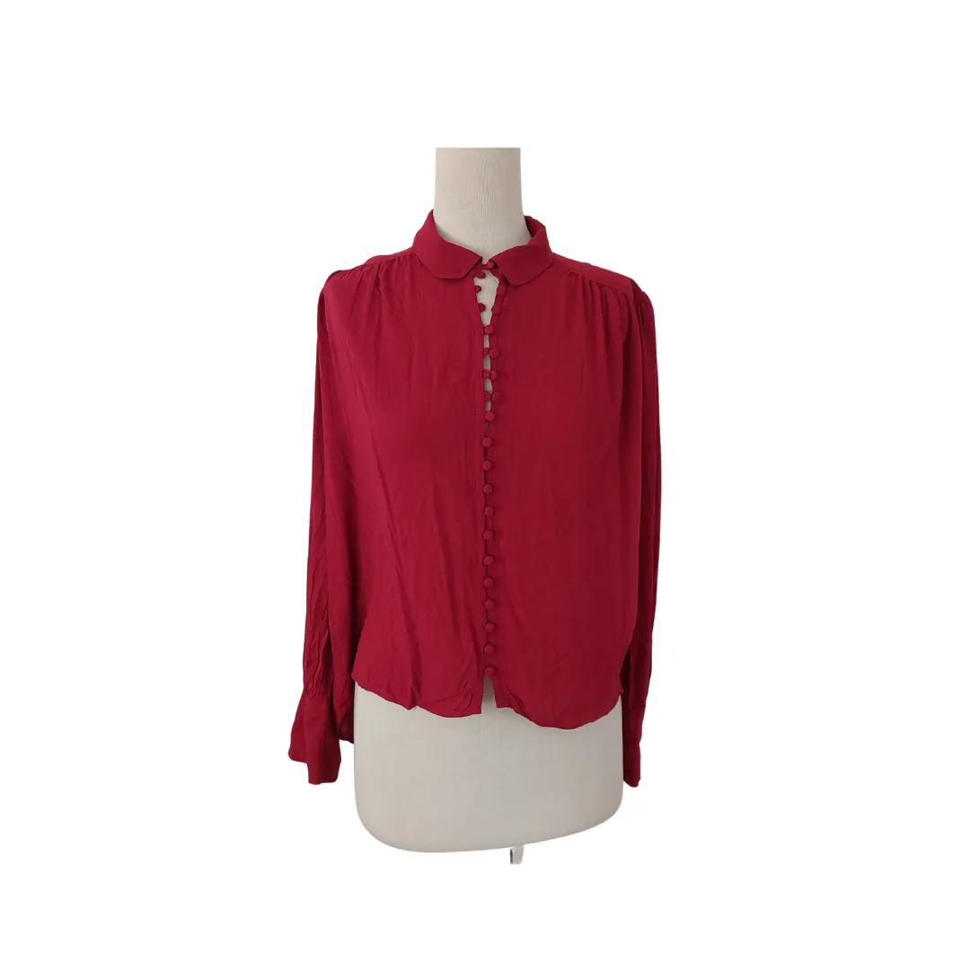 Forever 21 Red Collared Blouse | Pre Loved |