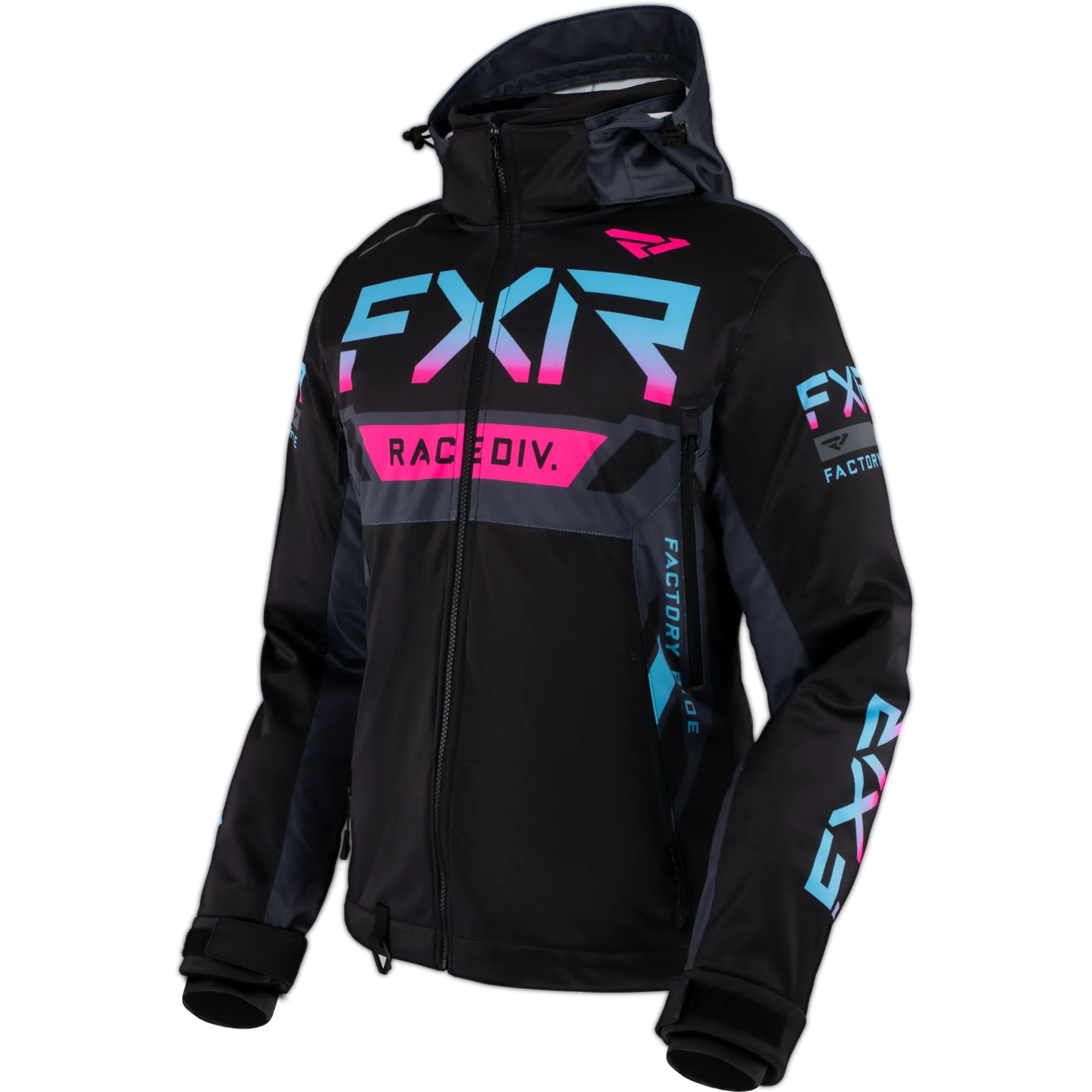 FXR RRX Womens Jacket Black/Sky Blue/Electric Pink/Char