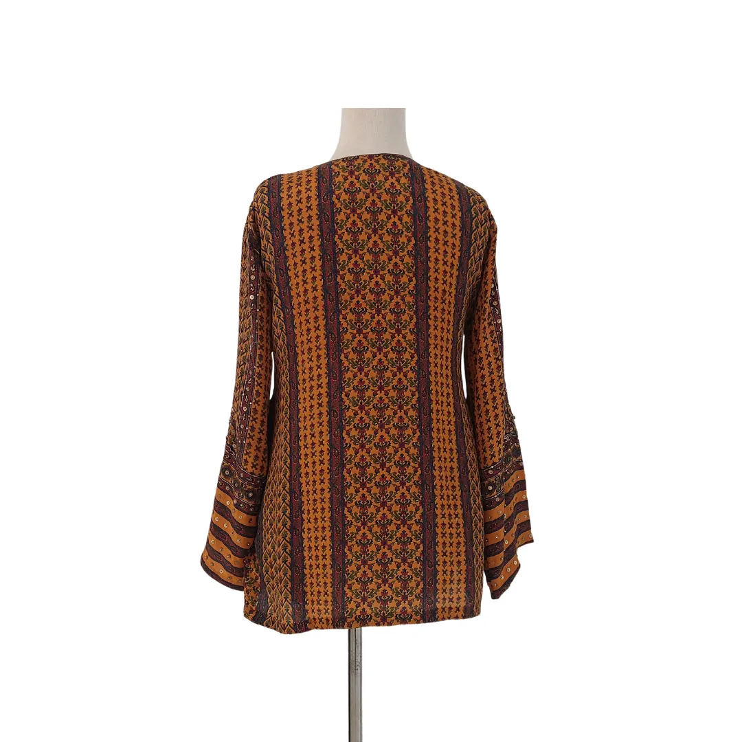 INC Mustard Rhinestone Ethnic Tunic | Like New |