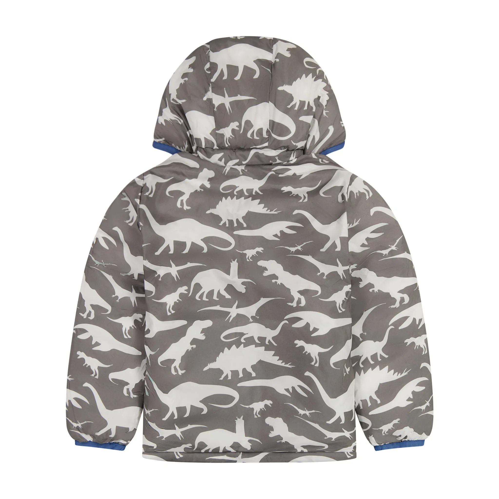 Infant Midnight Blue Dinos Reversible Puffer  | Blue