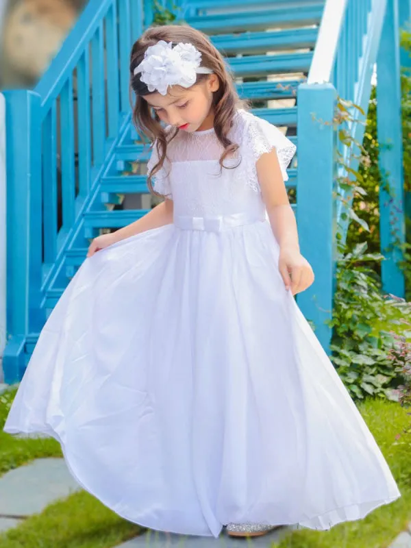 Jewel Neck Pleated Sleeveless Flower Girl Dresses Formal Kids Pageant Dresses