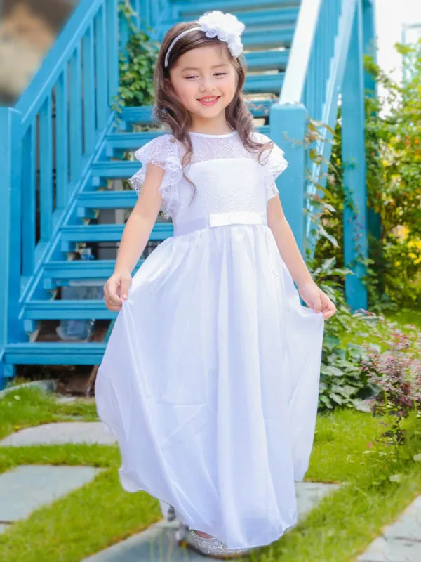 Jewel Neck Pleated Sleeveless Flower Girl Dresses Formal Kids Pageant Dresses