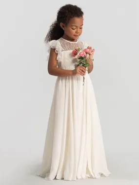 Jewel Neck Pleated Sleeveless Flower Girl Dresses Formal Kids Pageant Dresses