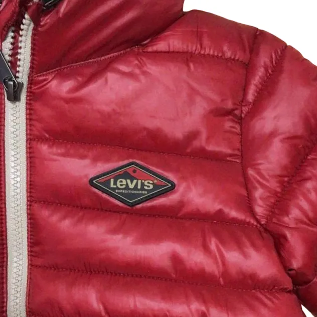 Levi's Kids Sherpa-lined children's hooded down jacket 6EF434 8EF434-R8B dark red