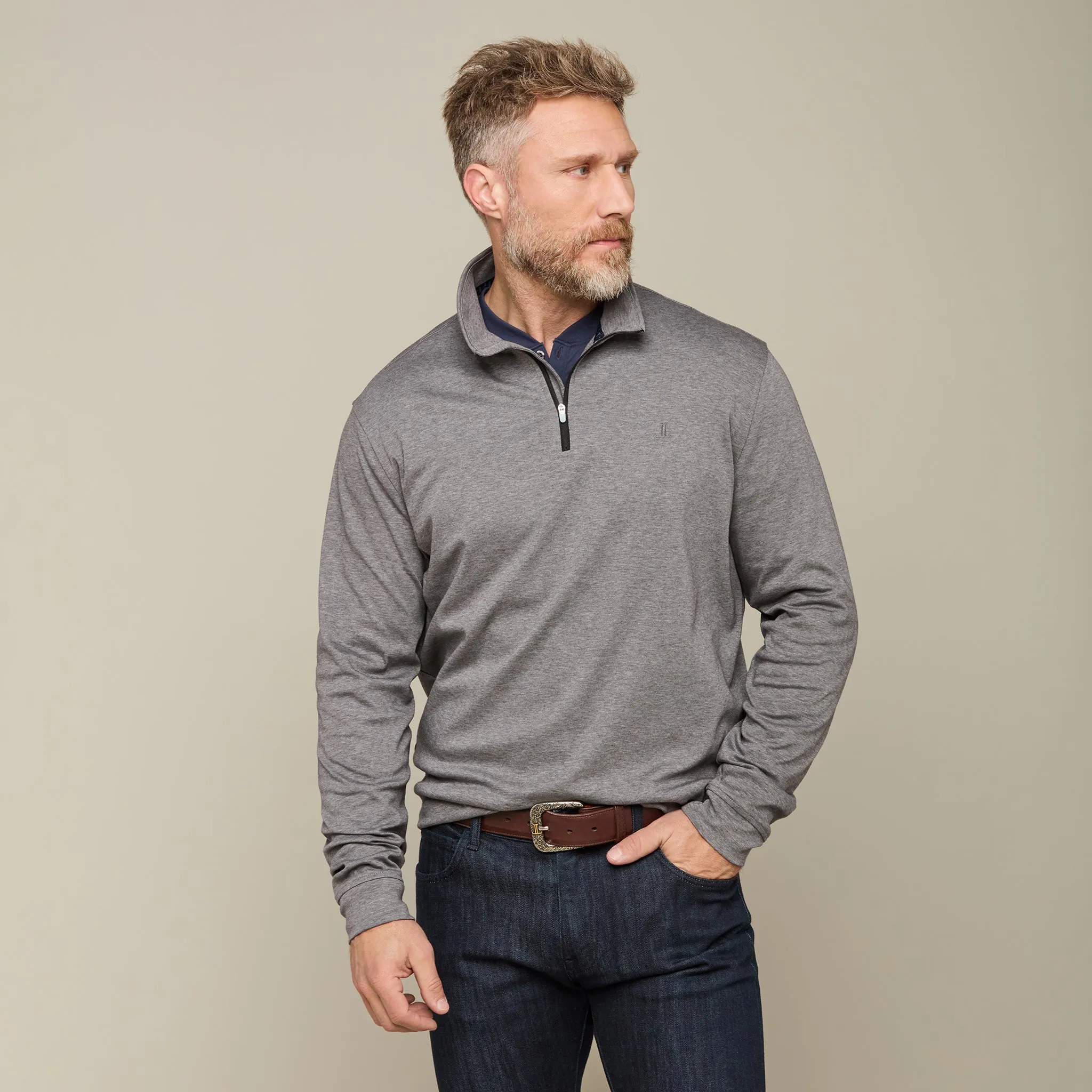 Lightweight Quarter Zip :: Grey