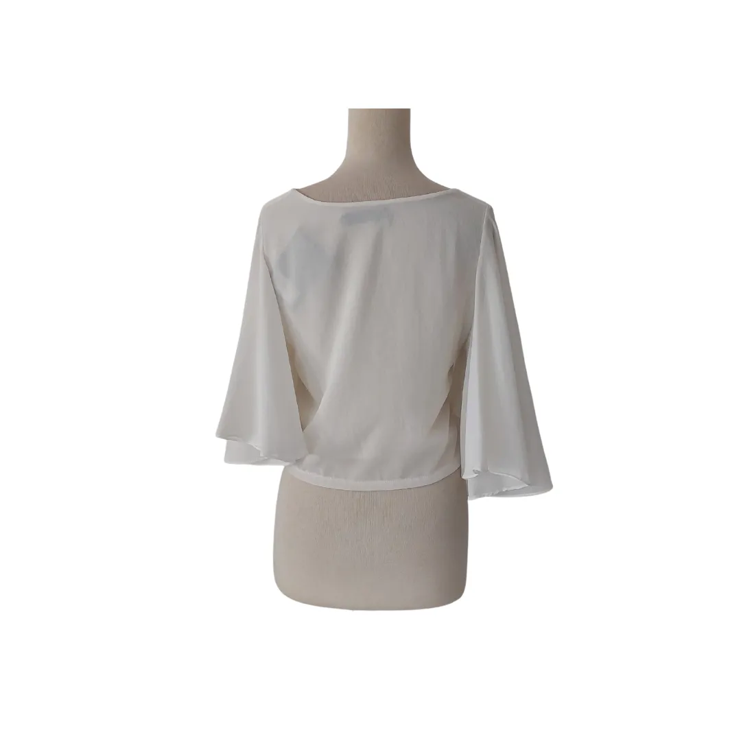 Mantra White Bat-wing Sleeves Blouse | Brand New |