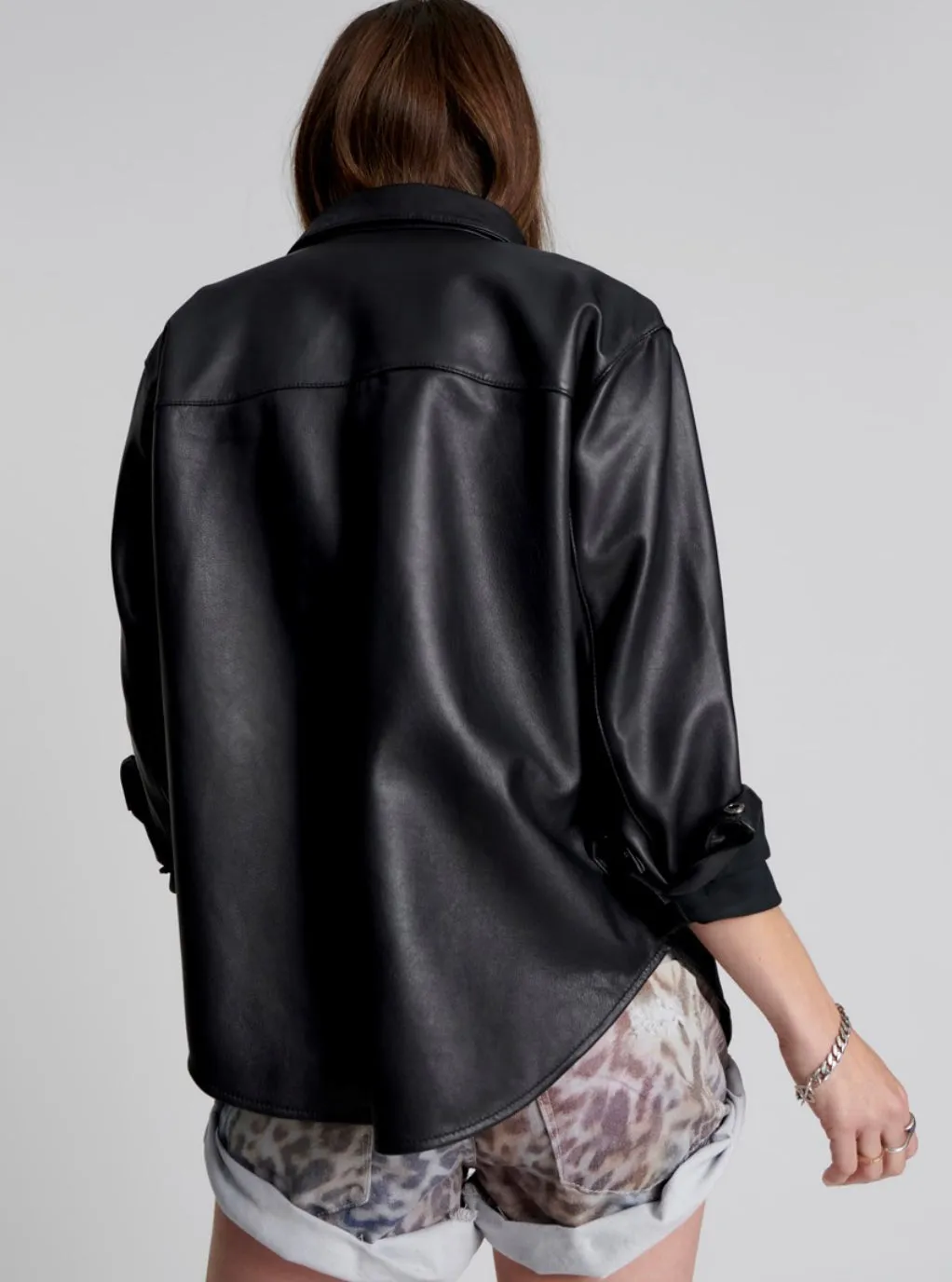 One Teaspoon - Aria Leather Oversized Shacket - Black