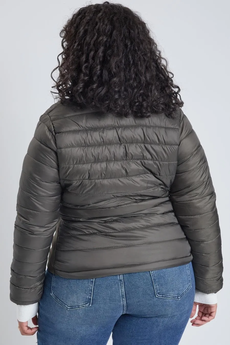 Plus Size Women's Winter Fitted Puffer Jacket