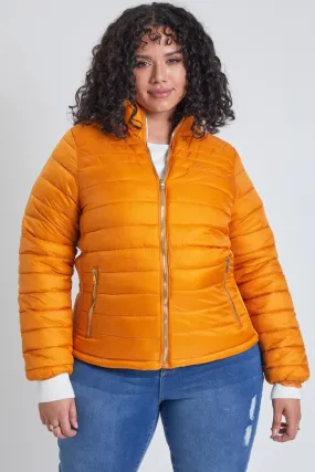 Plus Size Women's Winter Fitted Puffer Jacket