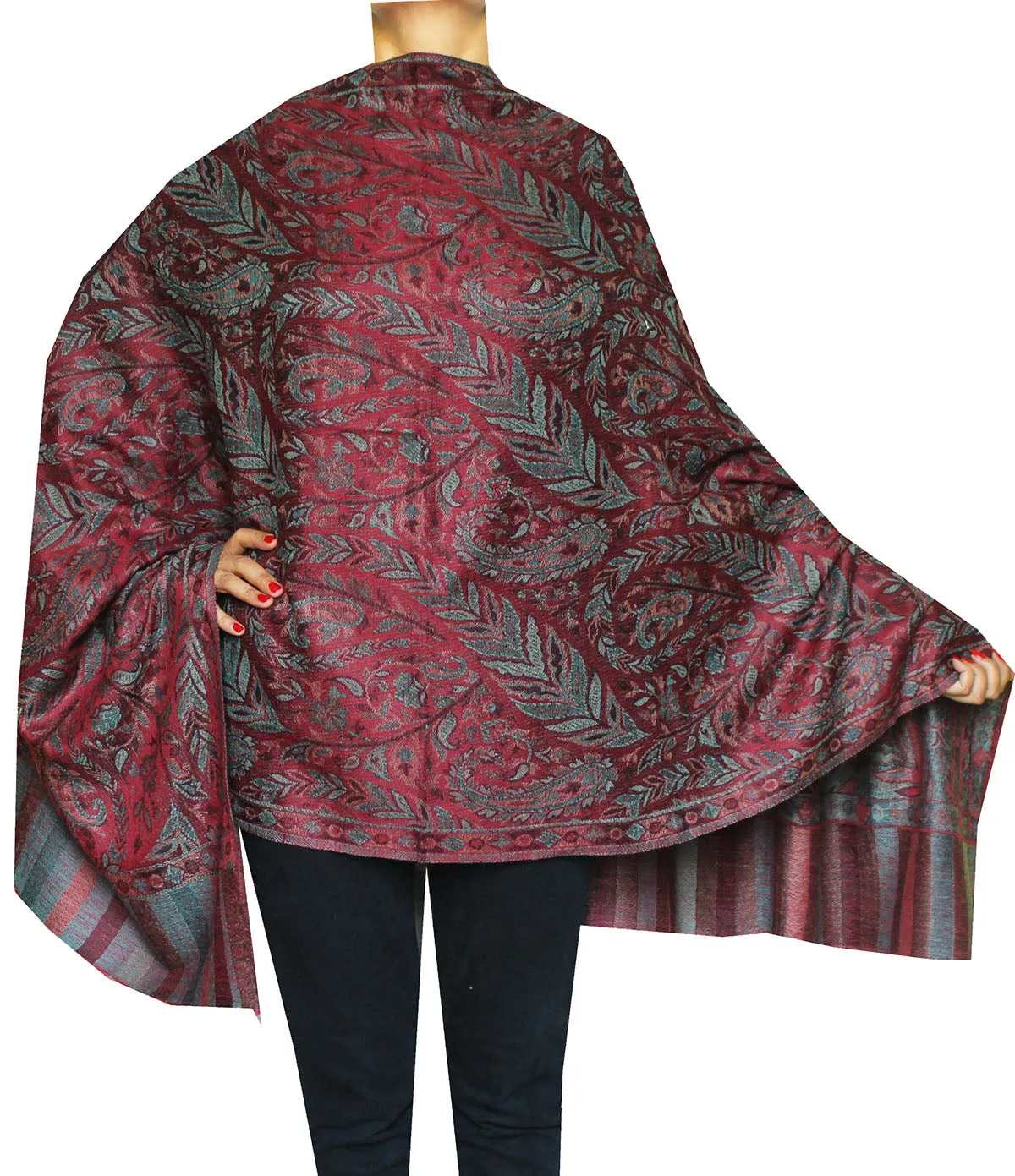 Shawls Paisley Wool Scarf Womens Indian Clothing Gift (80 x 28 inches)