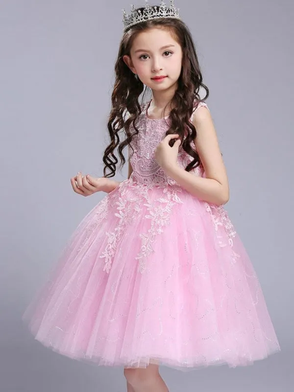 Sleeveless Flower Girl Dresses Jewel Neck Kids Party Dresses