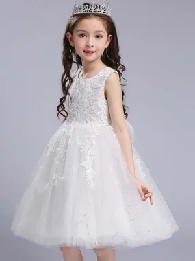 Sleeveless Flower Girl Dresses Jewel Neck Kids Party Dresses