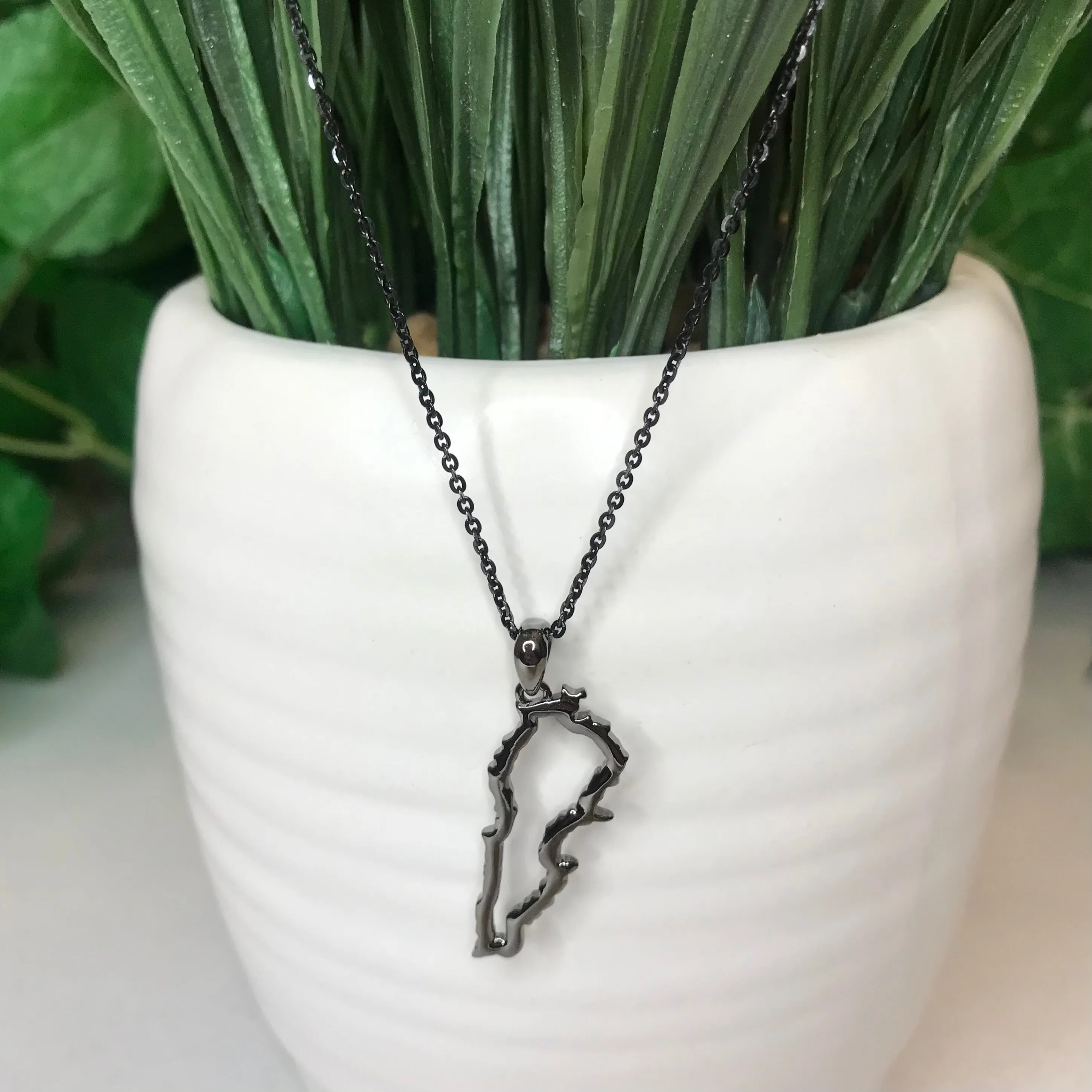 Sterling Silver Lebanon Map Outline Necklace - Available in 3 Colors