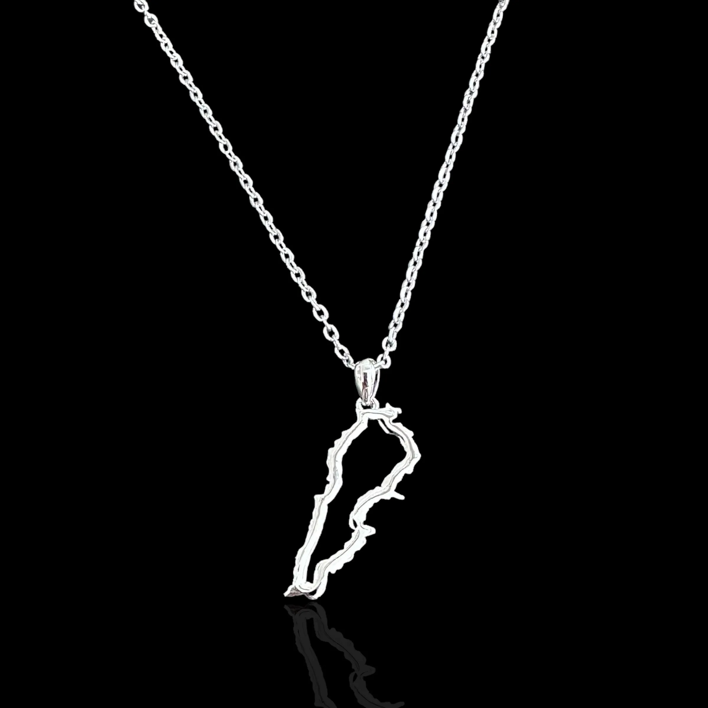 Sterling Silver Lebanon Map Outline Necklace - Available in 3 Colors