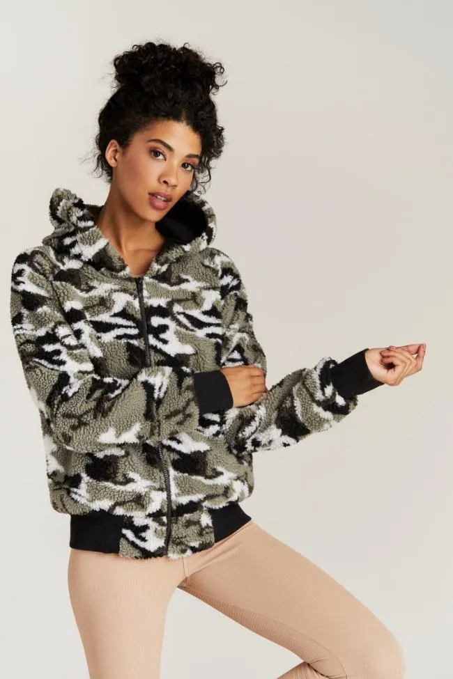 Strut This Abby Jacket Camo Sherpa