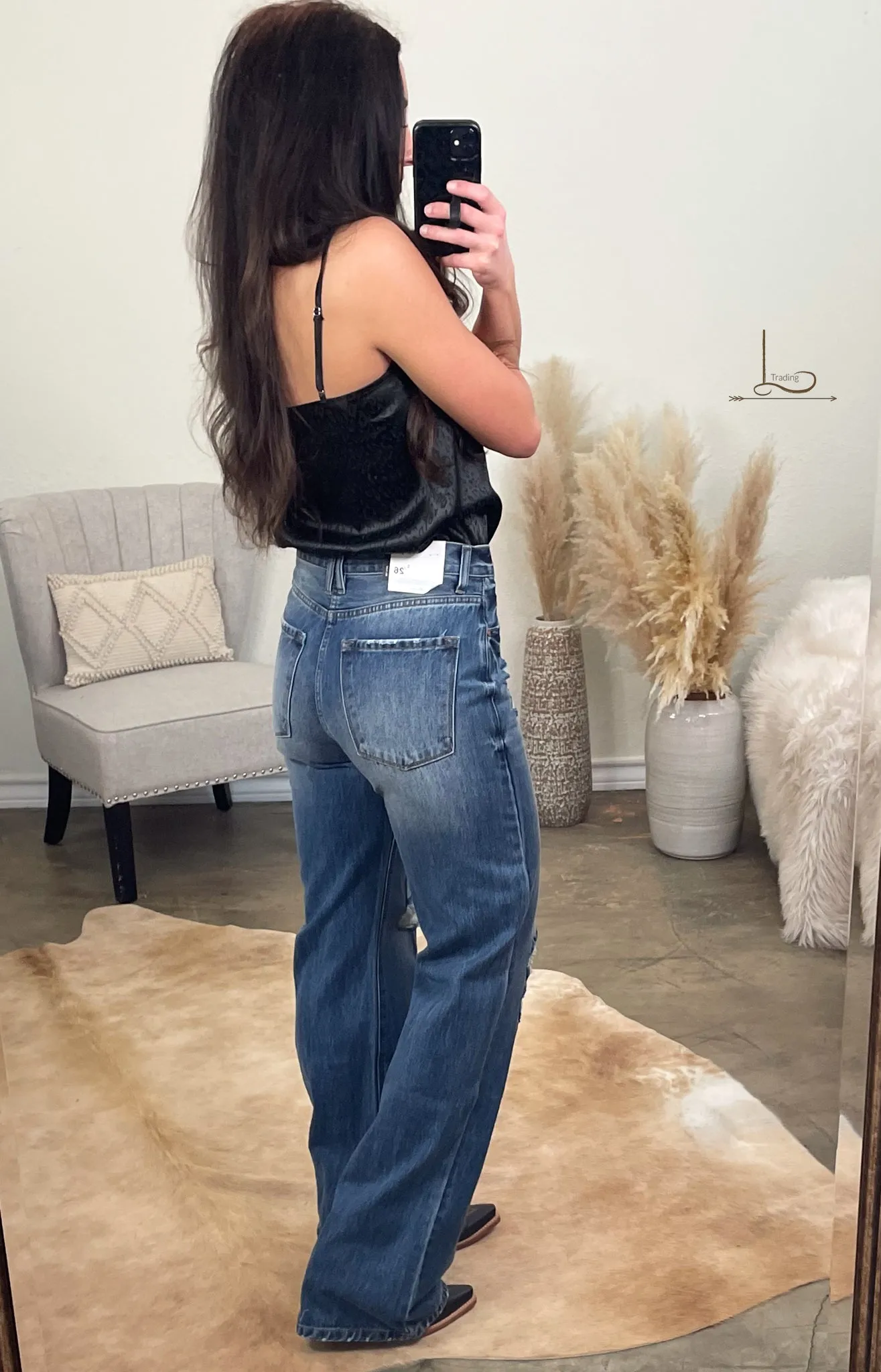 The Josey ~ Distressed Wide Leg Jeans