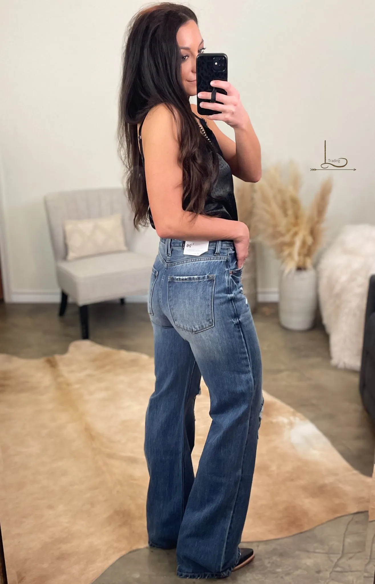 The Josey ~ Distressed Wide Leg Jeans