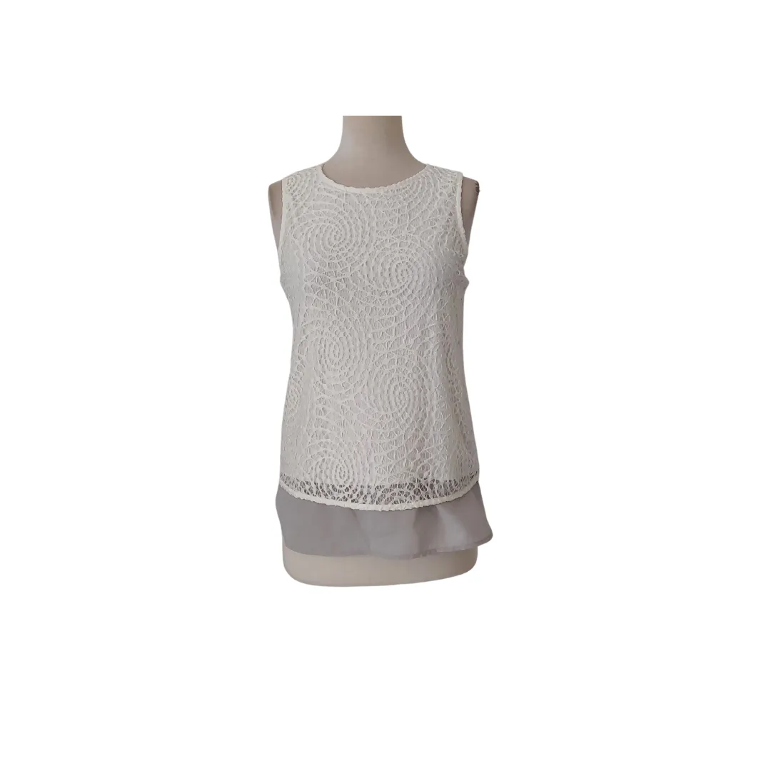 The Limited Grey & White Lace Sleeveless Blouse | Brand New |