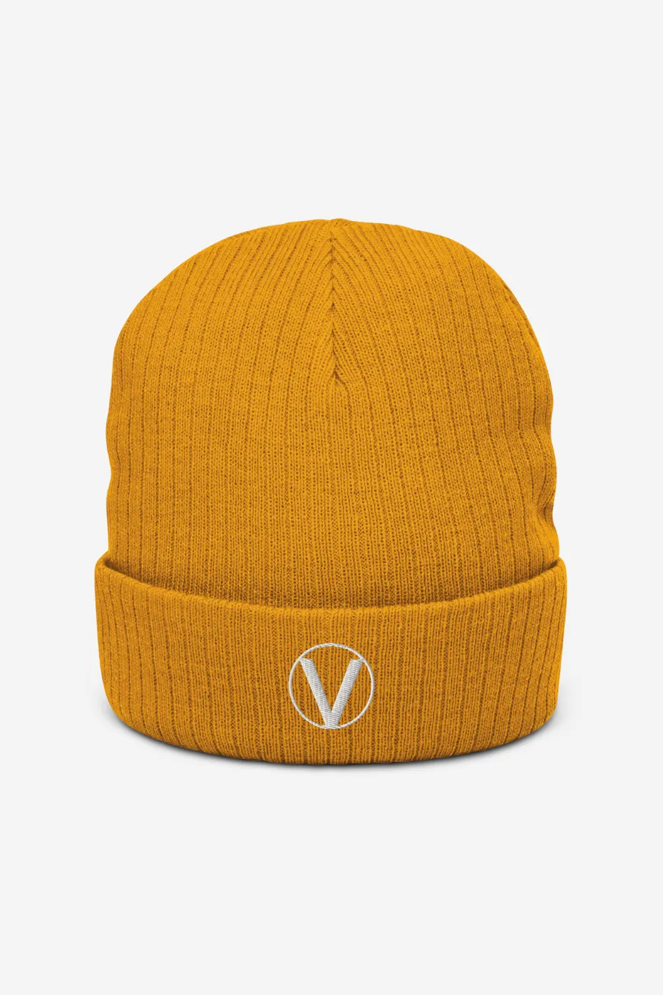 V Symbol Recycled Ribbed Knit Beanie