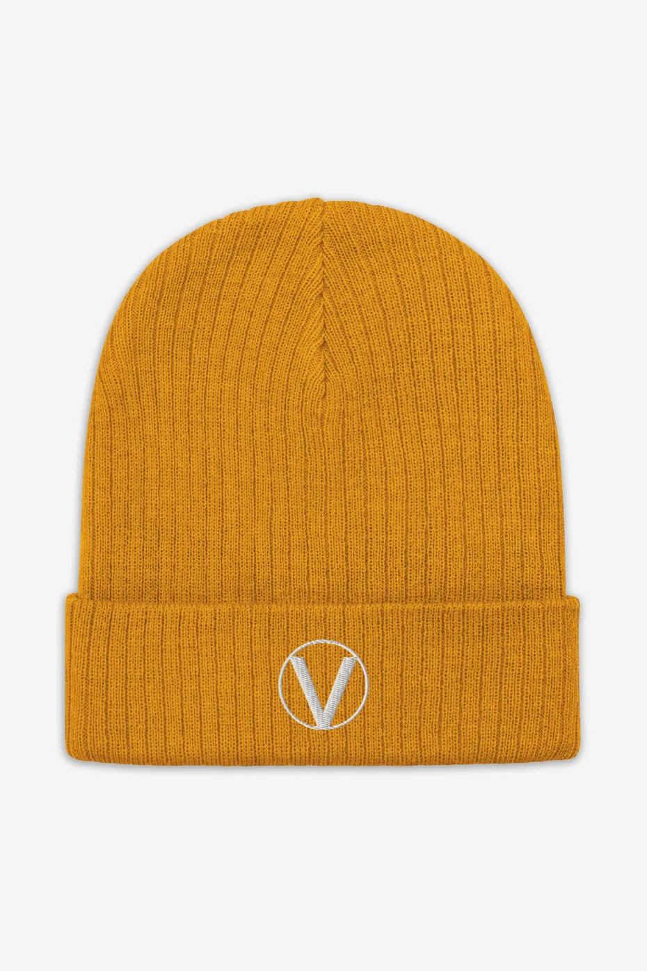 V Symbol Recycled Ribbed Knit Beanie