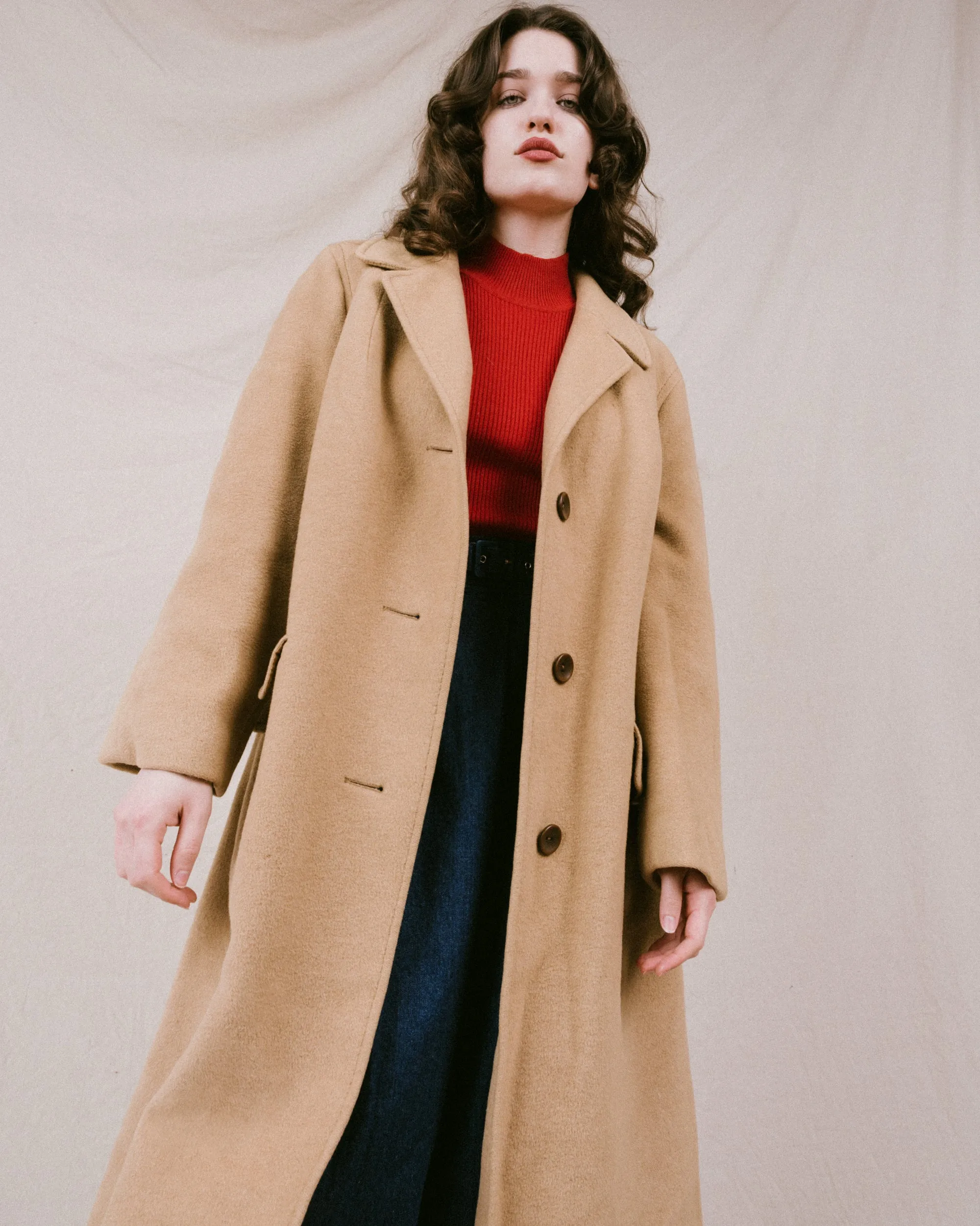 Vintage Camel Wool Coat (S/M)