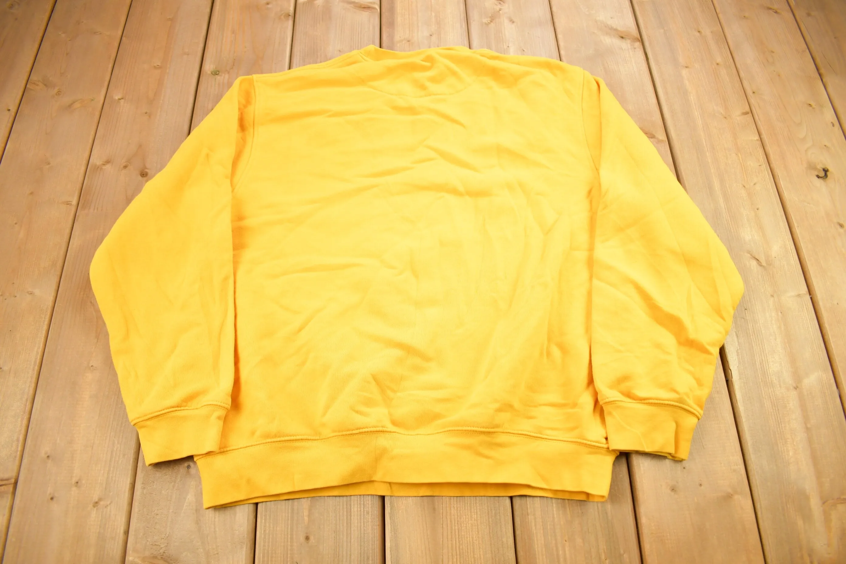 Vintage Y2K Nike Yellow Embroidered Mini Swoosh Crewneck Sweatshirt / Vintage Nike / Sportswear / Sun Faded Crewneck