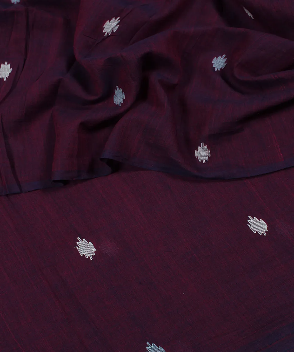 Wine handwoven jamdani cotton fabric