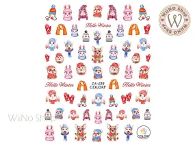 Winter Furry Friends Adhesive Nail Art Sticker - 1 pc (CA-588)