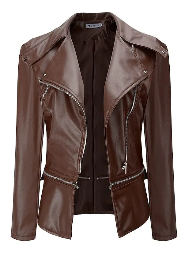 Women's Cozy Loose Fit Faux Leather Jacket for Winter and Fall