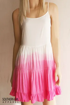 Women's Dip Dyed White to Pink Sundress