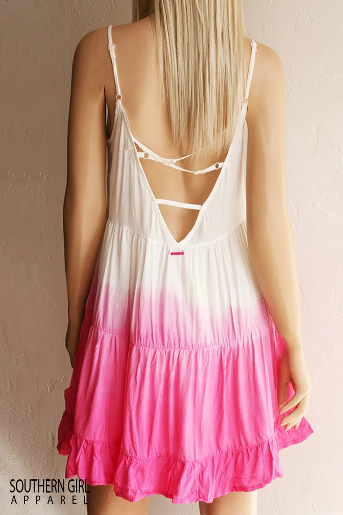 Women's Dip Dyed White to Pink Sundress